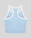 TrackLine color block tank top in Sky Blue back view showing racerback design and contrasting trim.