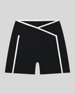 TrackLine Color Block Yoga Shorts in Black and White front view