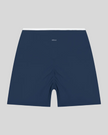 TrackLine Color Block Yoga Shorts in Navy Blue and White back view