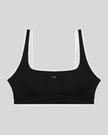 TrackLine Color Block Yoga Sports Bra in Black and White front view