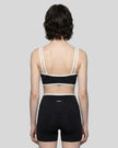 Back view of the small-size TrackLine Color Block Yoga Sports Bra in Black and White