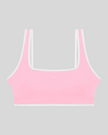 TrackLine Color Block Yoga Sports Bra in Light Pink and White front view