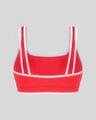 TrackLine Color Block Yoga Sports Bra in Red and White 3d back view