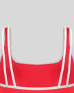 Back strap detail of the TrackLine Color Block Yoga Sports Bra