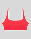 TrackLine Color Block Yoga Sports Bra in Red and White front view