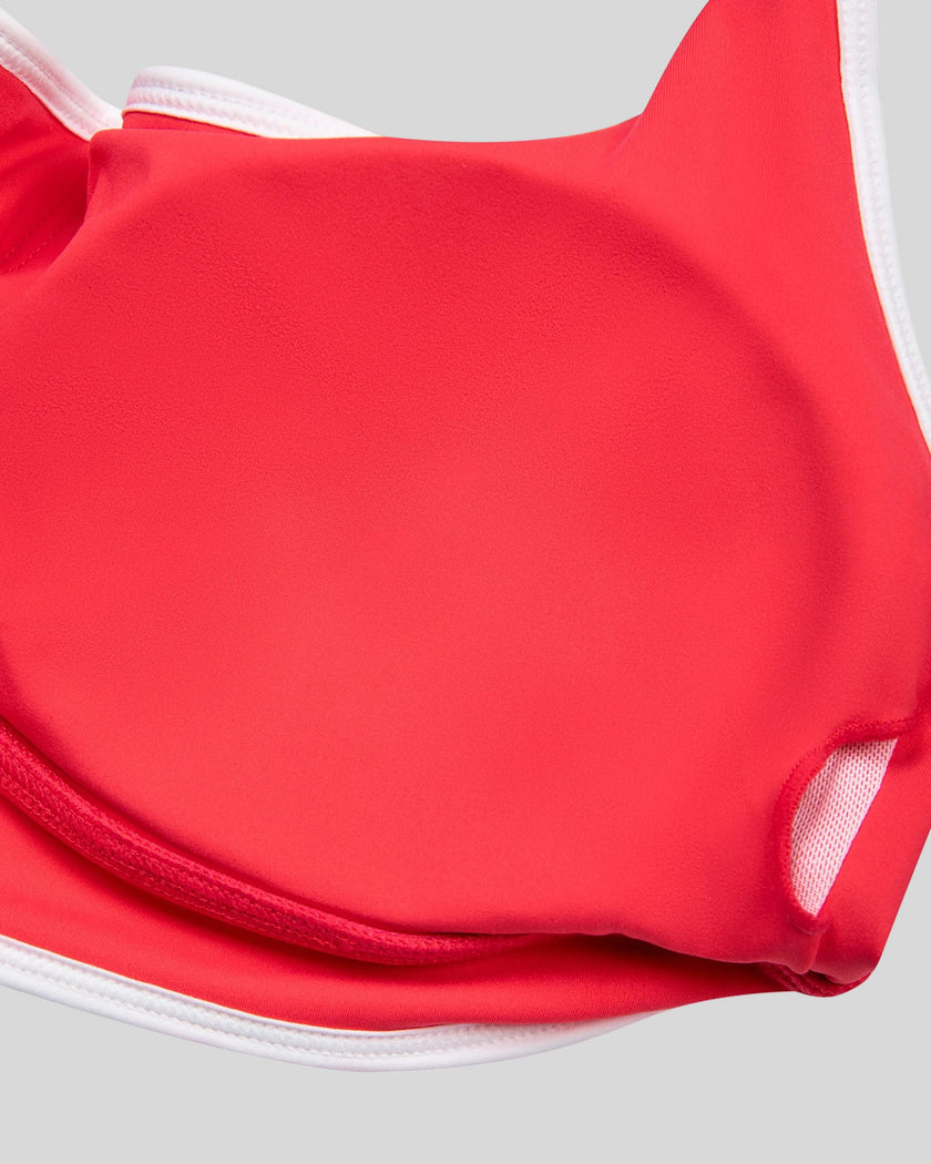 Interior support and removable padding detail of the TrackLine Color Block Yoga Sports Bra
