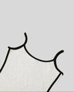 Front neckline closeup of the Athlesi TrackLine Contour Dress in oat gray