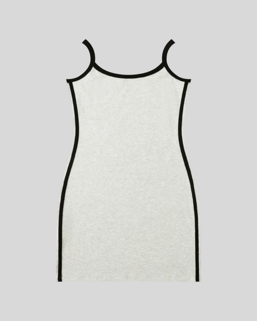 Athlesi TrackLine Contour Dress in oat gray shown in flatlay front view