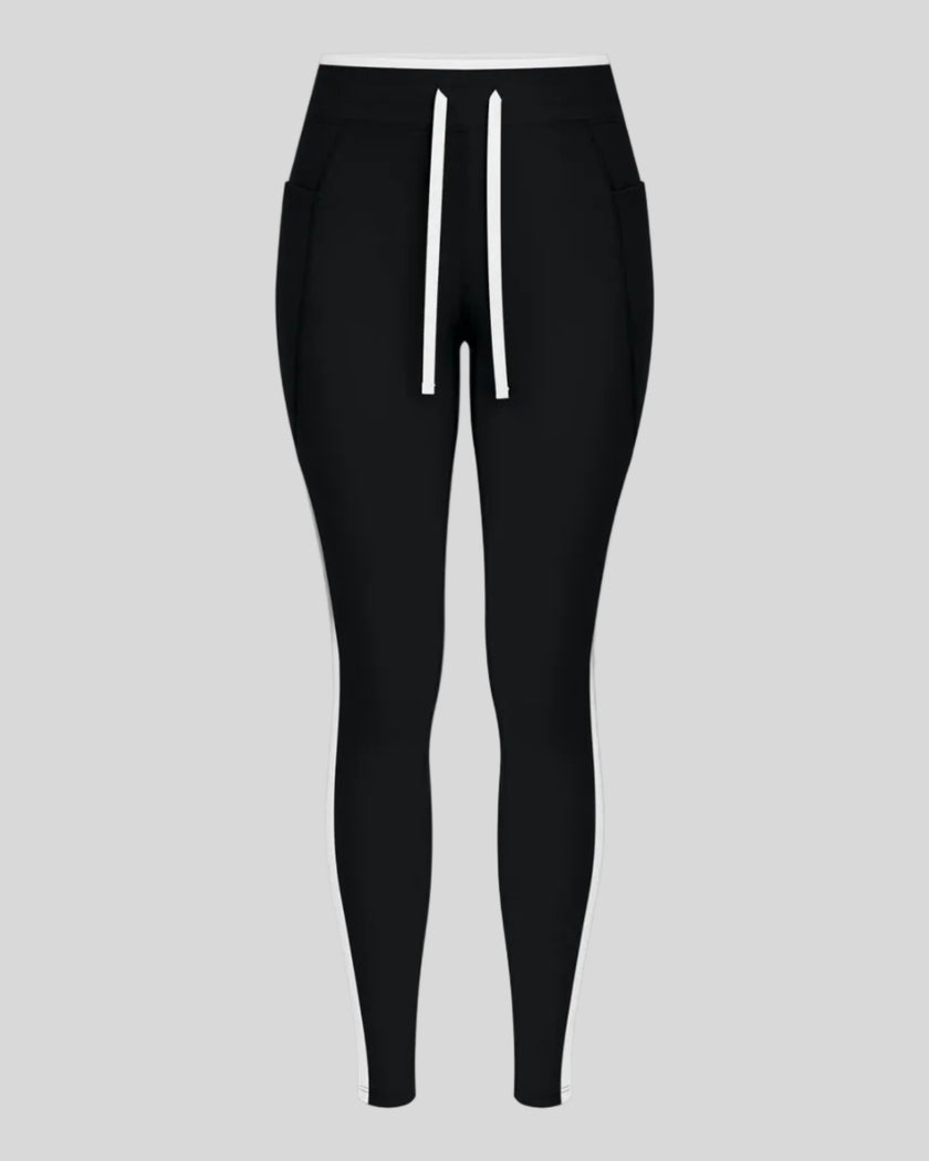 Front view of the TrackLine Contour Yoga Leggings in Black