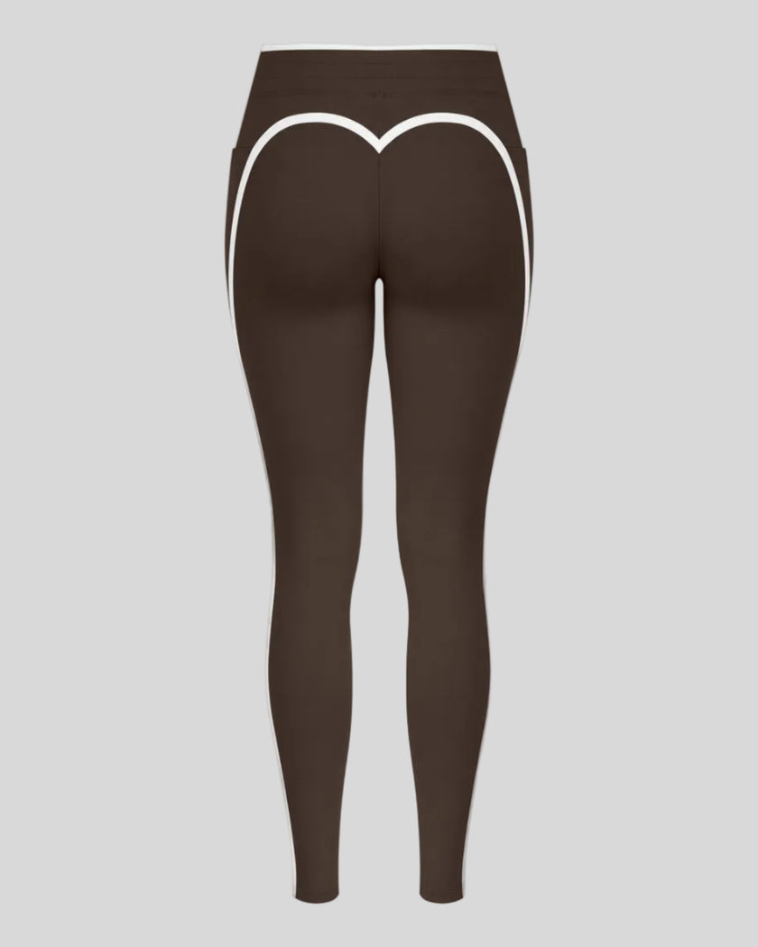 Back view of the TrackLine Contour Yoga Leggings in Coffee