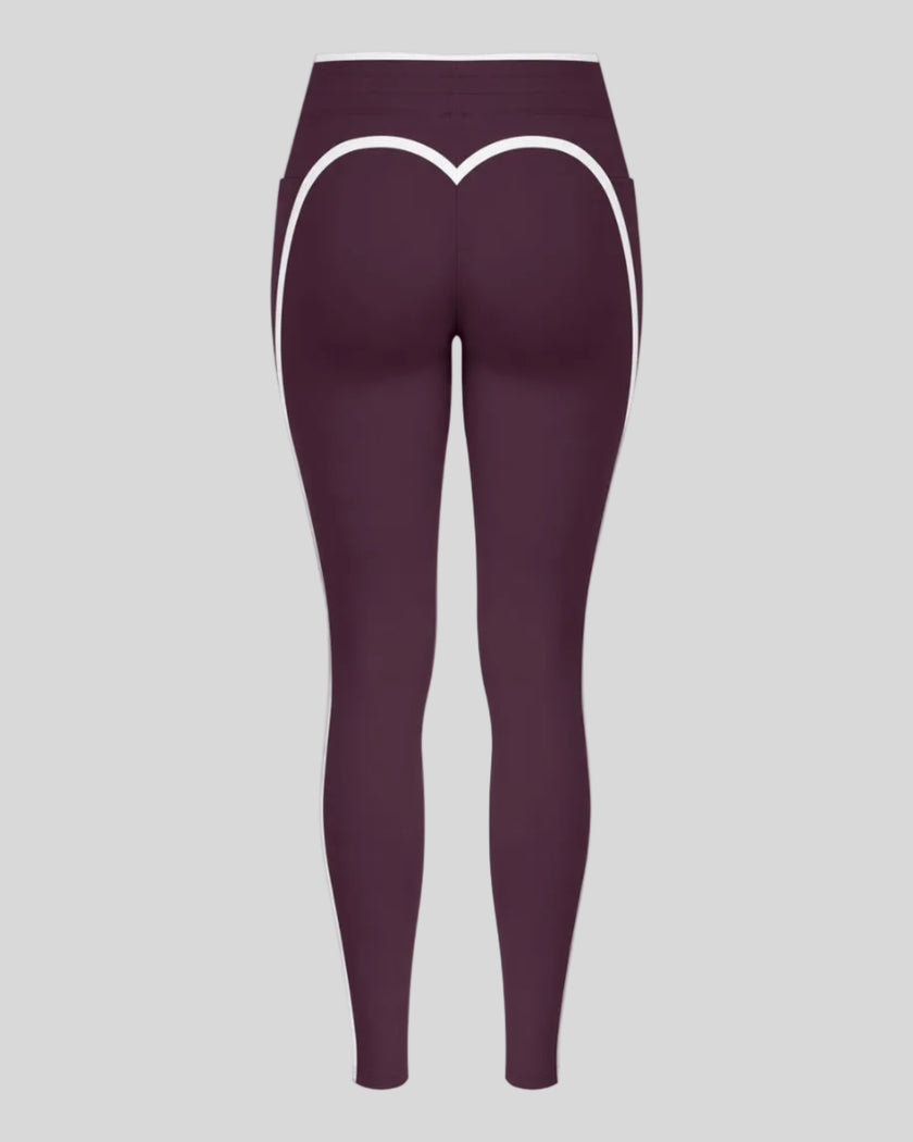Back view of the TrackLine Contour Yoga Leggings in Deep Purple