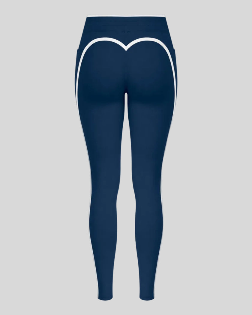 Back view of the TrackLine Contour Yoga Leggings in Navy Blue