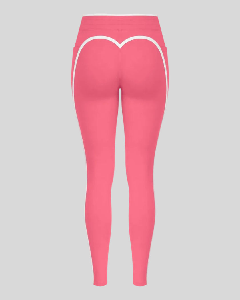 Back view of the TrackLine Contour Yoga Leggings in Pink