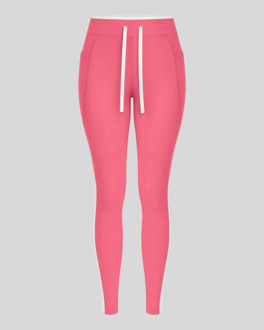 Front view of the TrackLine Contour Yoga Leggings in Pink