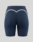 Back view of the TrackLine Contour Yoga Shorts in Navy Blue