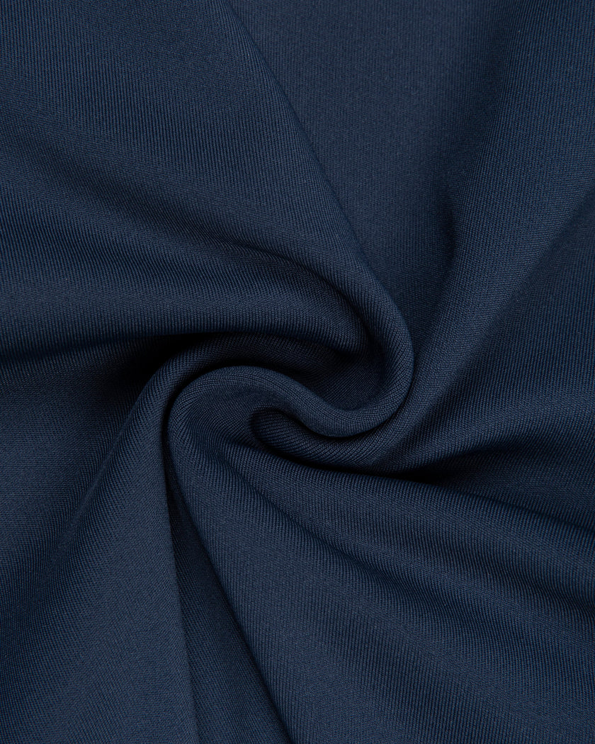 Detailed fabric texture view of the TrackLine Contour Yoga Shorts in Navy Blue