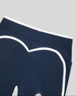 Closeup of the back waistband and contour seam detail on the TrackLine Contour Yoga Shorts in Navy Blue