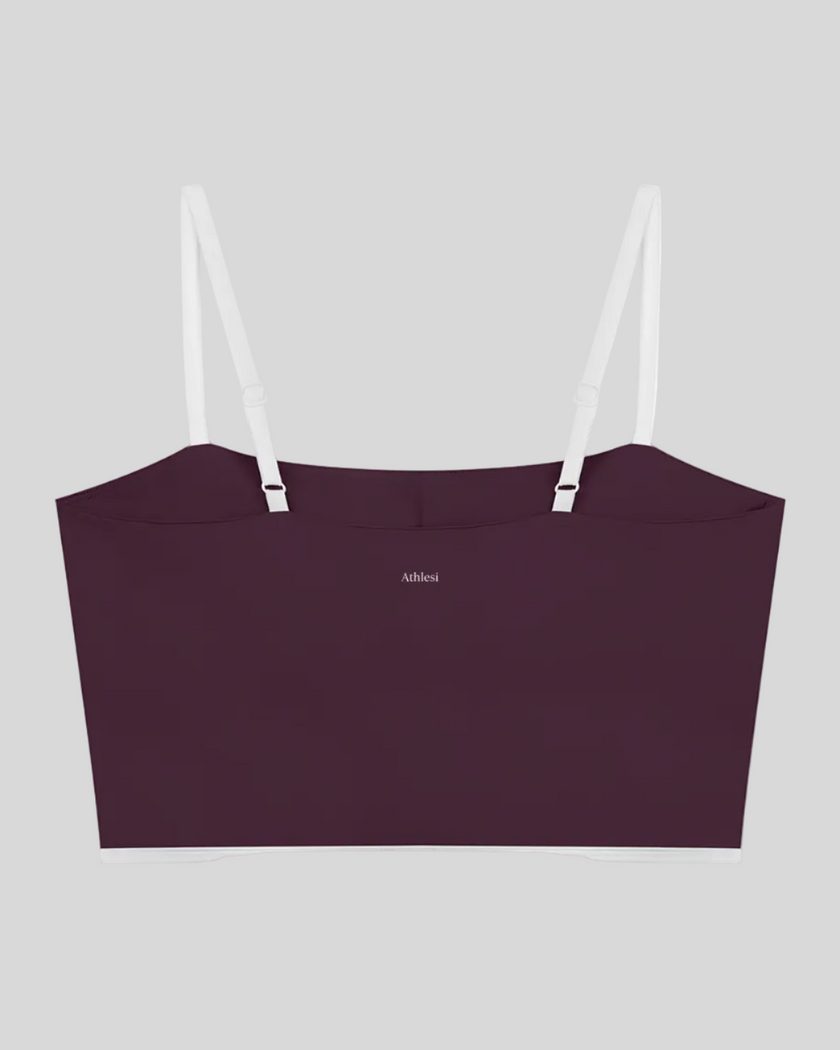 Back view of the TrackLine Contour Yoga Sports Bra in Deep Purple