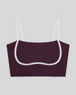 Front view of the TrackLine Contour Yoga Sports Bra in Deep Purple