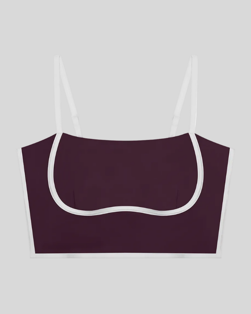 Front view of the TrackLine Contour Yoga Sports Bra in Deep Purple