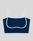 Front view of the TrackLine Contour Yoga Sports Bra in Navy Blue