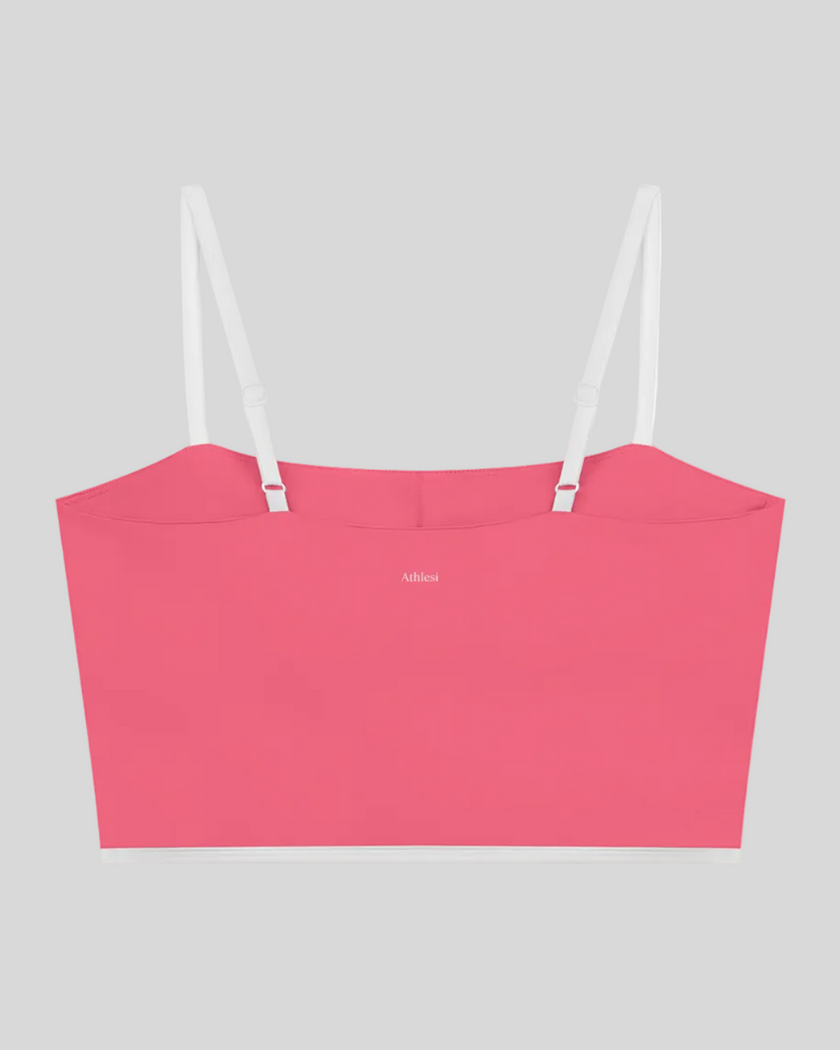 Back view of the TrackLine Contour Yoga Sports Bra in Pink
