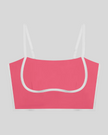 Front view of the TrackLine Contour Yoga Sports Bra in Pink