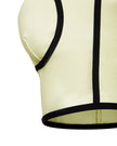 Closeup of the underbust band and contrast trim on the TrackLine Contour Yoga Sports Bra in White.
