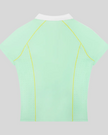 Back view of the TrackLine Court Polo in Mint Green with raglan sleeves and breathable athletic construction.