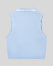 TrackLine Court Polo Tank Top in Blue with White back view showcasing the clean ribbed silhouette