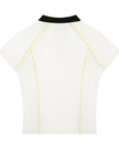 Back view of the TrackLine Court Polo in White with raglan sleeves and breathable athletic construction.