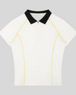 TrackLine Court Polo in White featuring a quarter-zip collar, slim fit silhouette, and contrast piping details.