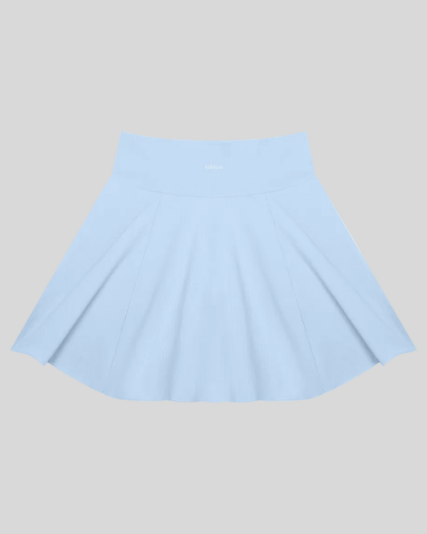 TrackLine Court Skirt in Blue back view showcasing the clean A-line silhouette.