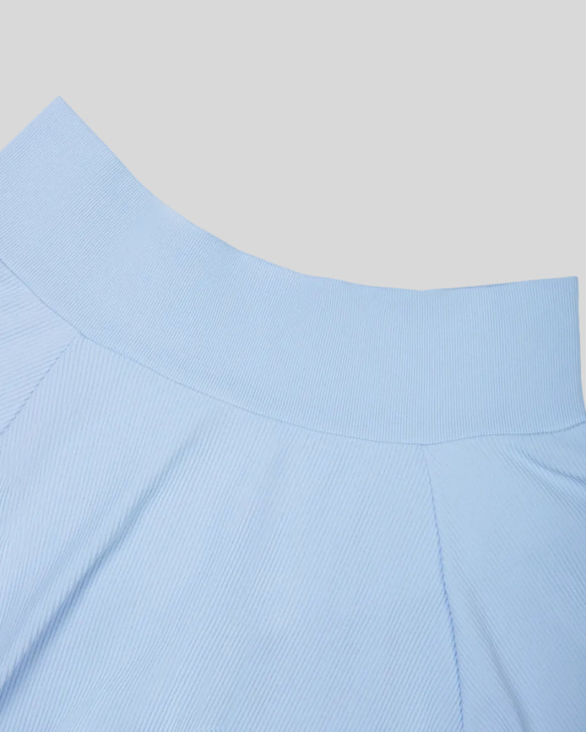 Back waistband detail of the TrackLine Court Skirt in Blue.