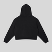 Back view flatlay of the Athlesi TrackLine Cropped Hoodie in black