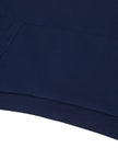 Bottom hem closeup of the Athlesi TrackLine Cropped Hoodie in blue