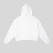 Back view flatlay of the Athlesi TrackLine Cropped Hoodie in white