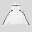 Athlesi TrackLine Cropped Hoodie in white with contrast stripe detailing shown in flatlay front view