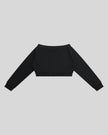 TrackLine Edge Jacket in Black with off-shoulder neckline back view