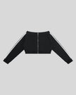 TrackLine Edge Jacket in Black with contrast white sleeve stripes front view