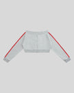 TrackLine Edge Jacket in Flower Gray with contrast red sleeve stripes front view