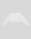 TrackLine Edge Jacket in White with off-shoulder neckline back view
