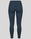 Athlesi TrackLine Edge Leggings in navy blue with high-rise waistband and V-shaped back seam, back view