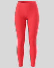 Athlesi TrackLine Edge Leggings in red with white contrast side stripes, front view