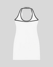 Back view flatlay of the Athlesi TrackLine Halter Dress in white