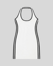 Athlesi TrackLine Halter Dress in white shown in flatlay front view