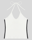 Athlesi TrackLine Halter Tank in navy white and black shown in flatlay front view