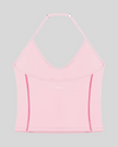 TrackLine Halter Yoga Top in pink with contrast stitching back view