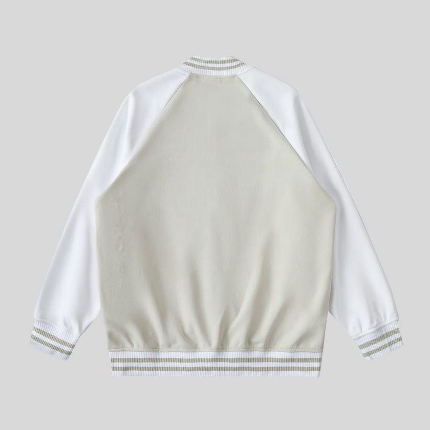 TrackLine Heritage Jacket in Beige Camel with White back view