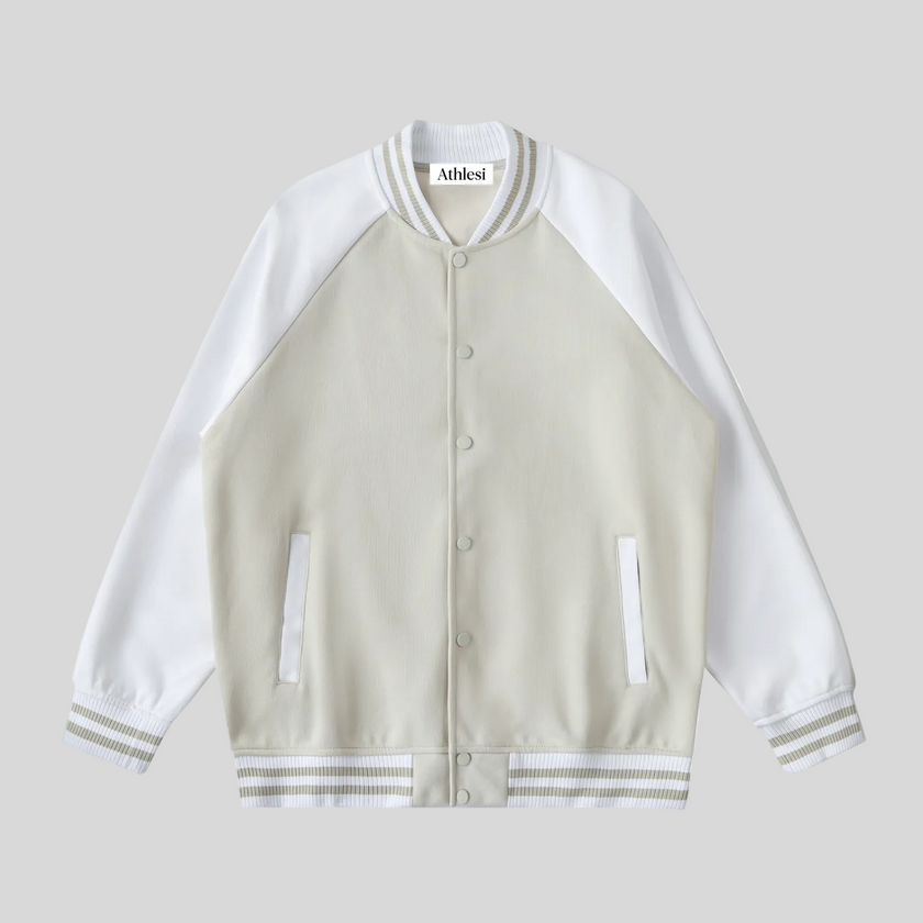 TrackLine Heritage Jacket in Beige Camel with White front view